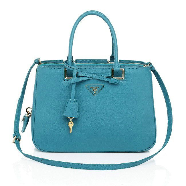 2014 Prada saffiano calfskin tote BN2244 middle blue